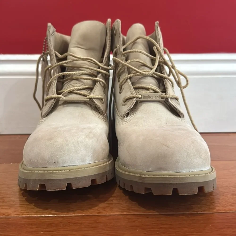 Timberland ReBOTL Off-White Tan Leather Lace-Up Waterproof Work Boots 5.5‎ Men’s